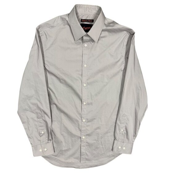 Egara Dress Shirt Skinny Fit Stretch Long Sleeve Cotton Grey 15 1/2 Medium - Picture 1 of 6